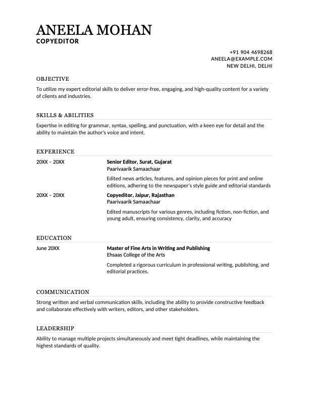 Resume chronological